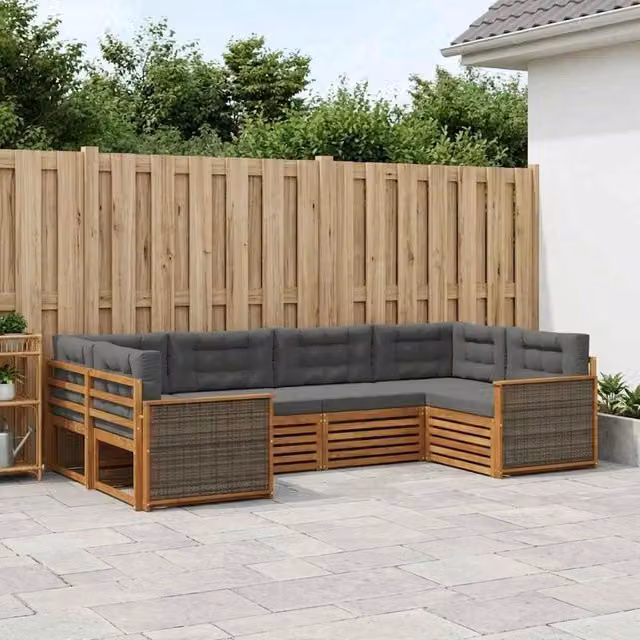 Set di divani da esterno 6 pz Naturale e Antracite 3383770