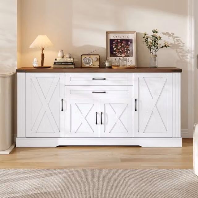 Consolle con 4 ante e 2 cassetti ¨C Minimal ¨C Bianco 160x39x81.5cm