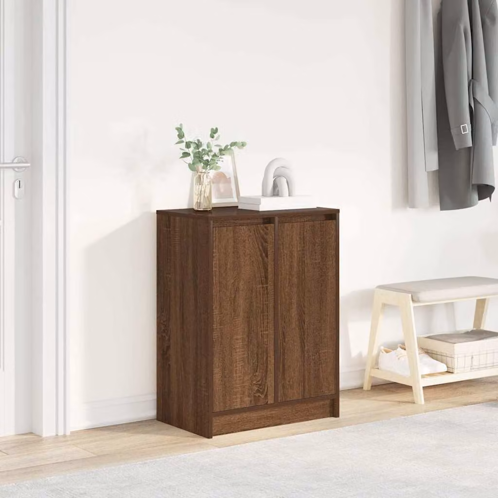Scarpiera moderna vidaXL in legno marrone con ante a battente, L: 57 cm, P: 34 cm, H: 76 cm