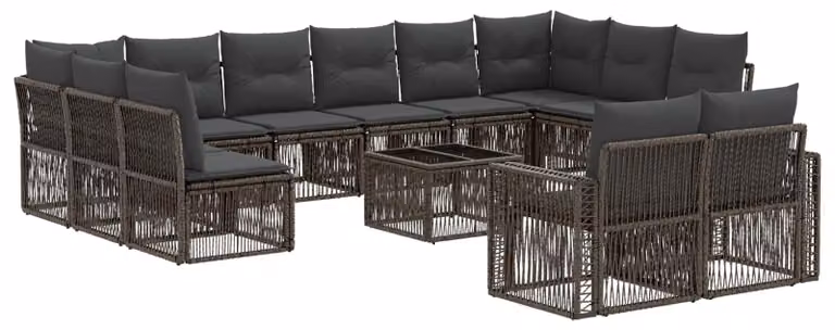 Set Divano da Giardino 13 pcs Grigio e Grigio Scuro polyrattan