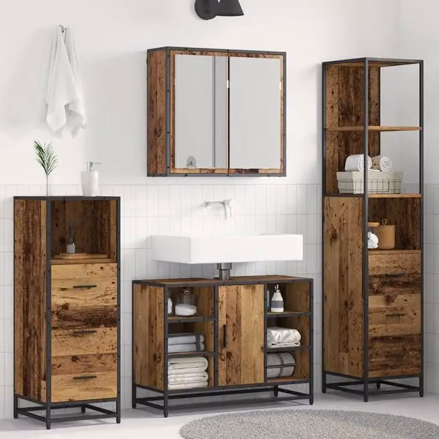 Set di mobili per il bagno 4 pz Legno vecchio 80 x 33 x 60 cm 3402354