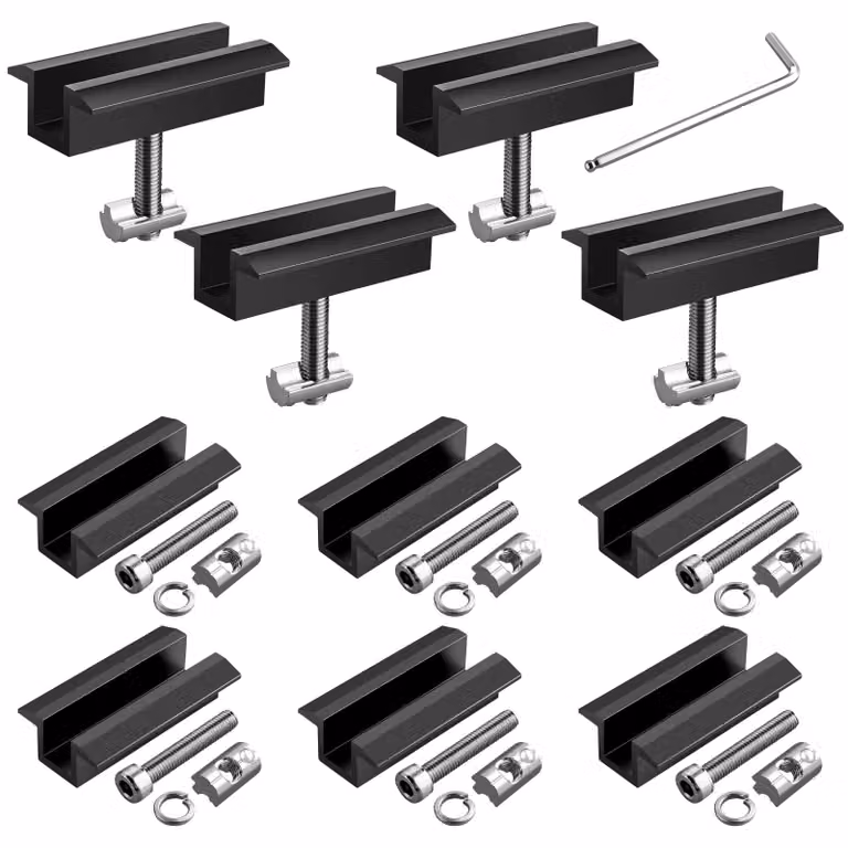 Morsetti centrali da 70 mm per moduli solari da 30-42 mm, set da 10, alluminio, colore nero