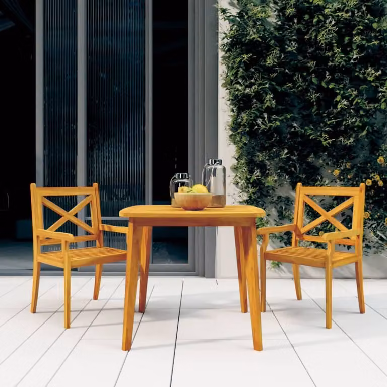 The Living Store tavolo da giardino 85x85x75 cm in legno massiccio di acacia