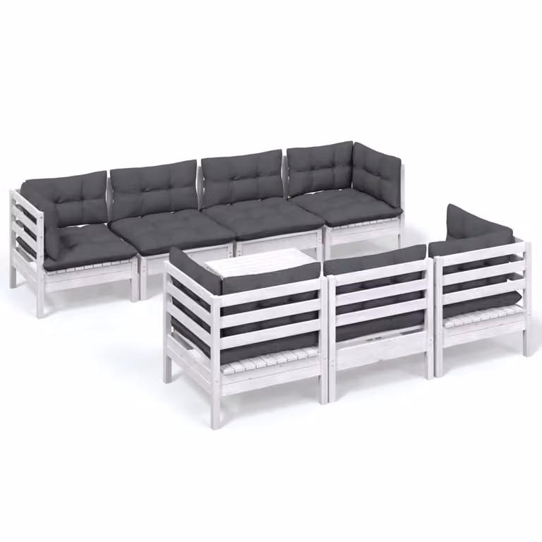 Set Salotto da Giardino con Cuscini 8 pz Legno Massello di Pino