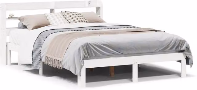Giroletto con Testiera-Struttura letto con testiera senza Materasso Bianco 160x200 cm