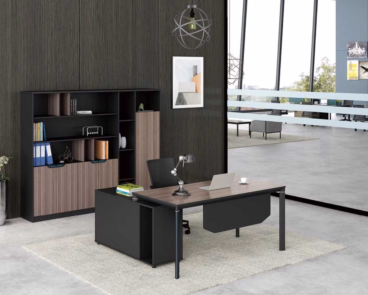Büro Set Komplettbüro Eckschreibtisch Aktenschränke 2tlg. mit Kabelkanal Tisch