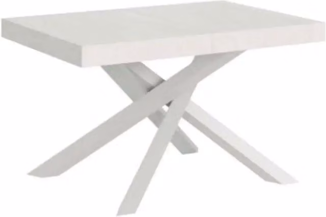 Tavolo allungabile moderno Itamoby Volantis Premium colore bianco frassino con gambe bianche L/P: 120-224 x 90 cm, H: 77 cm