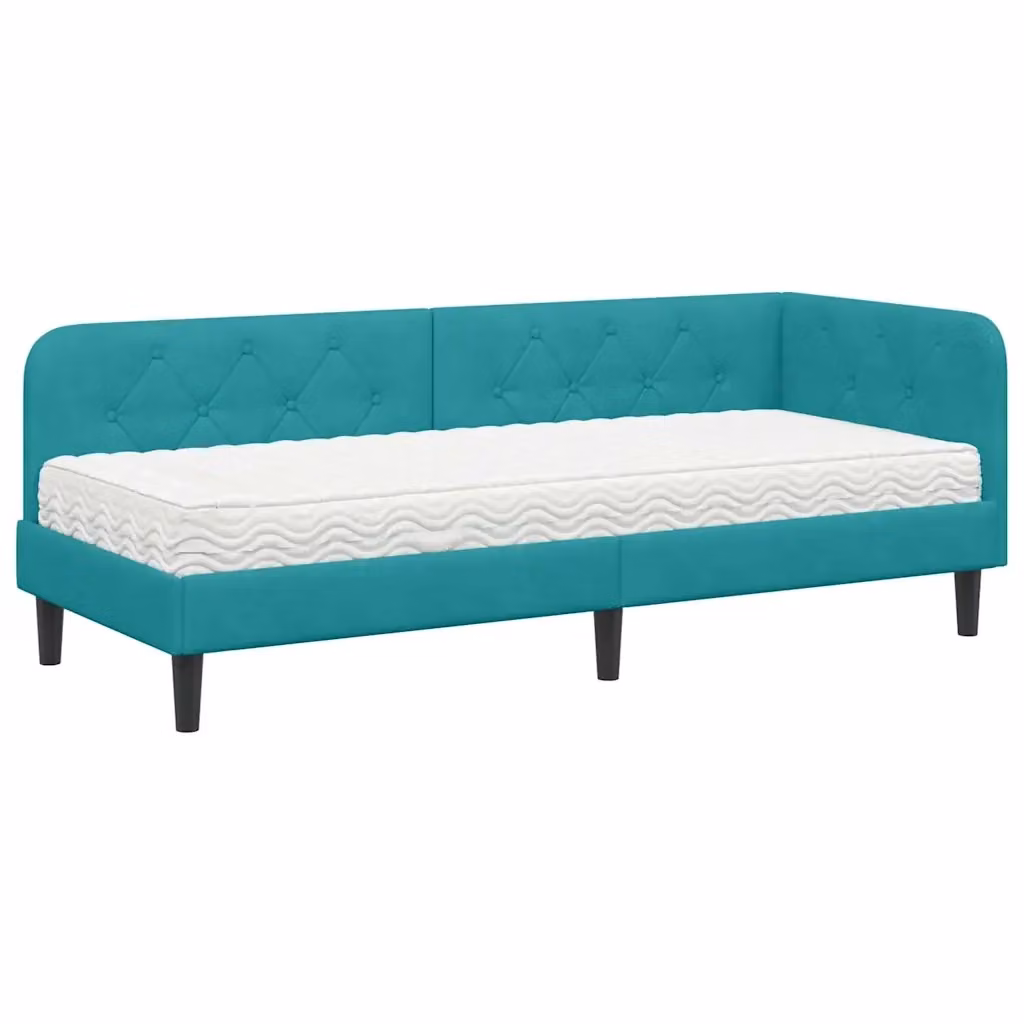 Letto ad angolo vidaXL in velluto turchese, L 80 x P 200 cm – 2