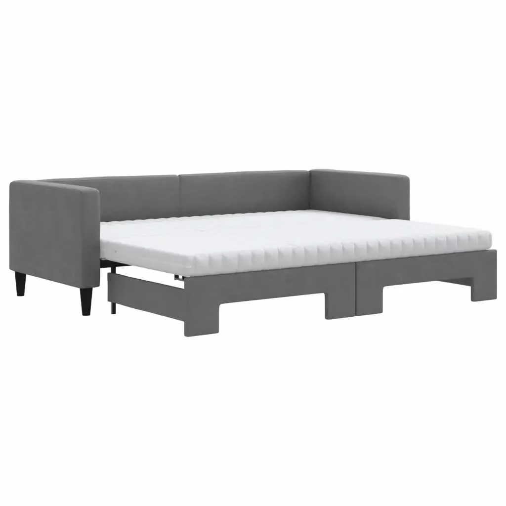 Divano Letto Estraibile vidaXL Grigio con Cassetto per Soggiorno e Camera da Letto L/P/H: 223 x 90 x 68 cm, Materasso 80x200 cm – 2