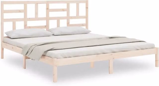 Letto matrimoniale | Letto per adulti | Giroletto senza Materasso in Legno Massello 180x200 cm