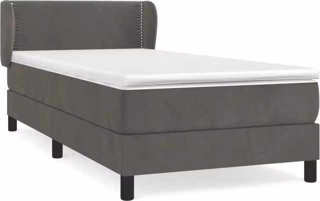 Letto singolo | Letto per adulti | Giroletto a Molle con Materasso Grigio Scuro 90x190 cm Velluto