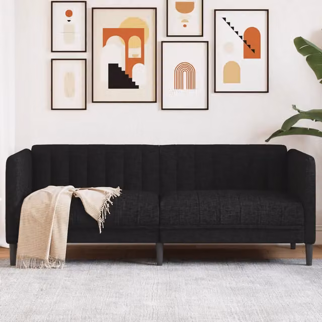 Divano a 2 posti moderno vidaXL in tessuto nero per soggiorno L: 176 cm, P: 76,5 cm, H: 74,5 cm
