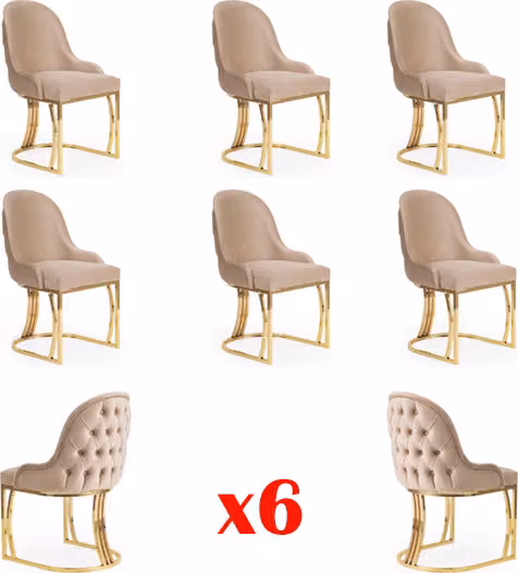 Set 6x Sessel Stuhl Design Metall Stoff Polster Stühle Gastro Esszimmer Textil