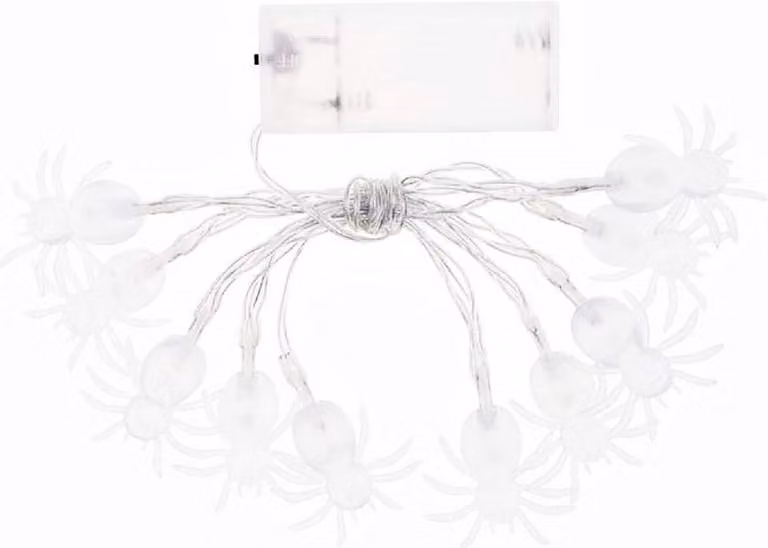 Catena luminosa a tema Halloween, 10 LED, motivo ragno, 120 cm, alimentata a batteria
