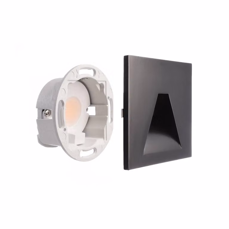Deko-Light Applique a LED da incasso SET Alwaid nero 8x8 cm angolare 2.700 K, Nero, Corridoio, Alluminio, Moderno, Faretto da incasso a parete