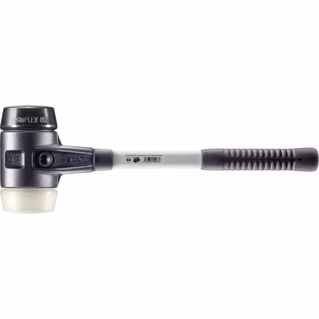 Mazza SIMPLEX soft-face con alloggiamento in TE rinforzato e impugnatura in fibra di vetro, Ø 80, composizione gomma / nylon