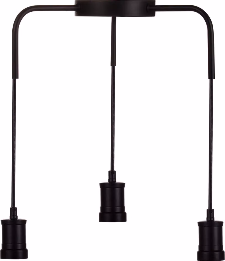 LUXULA lampada a sospensione Industrial 3 flames, per 3 x E27, metallo, cavo tessile da 1,5 m, nero