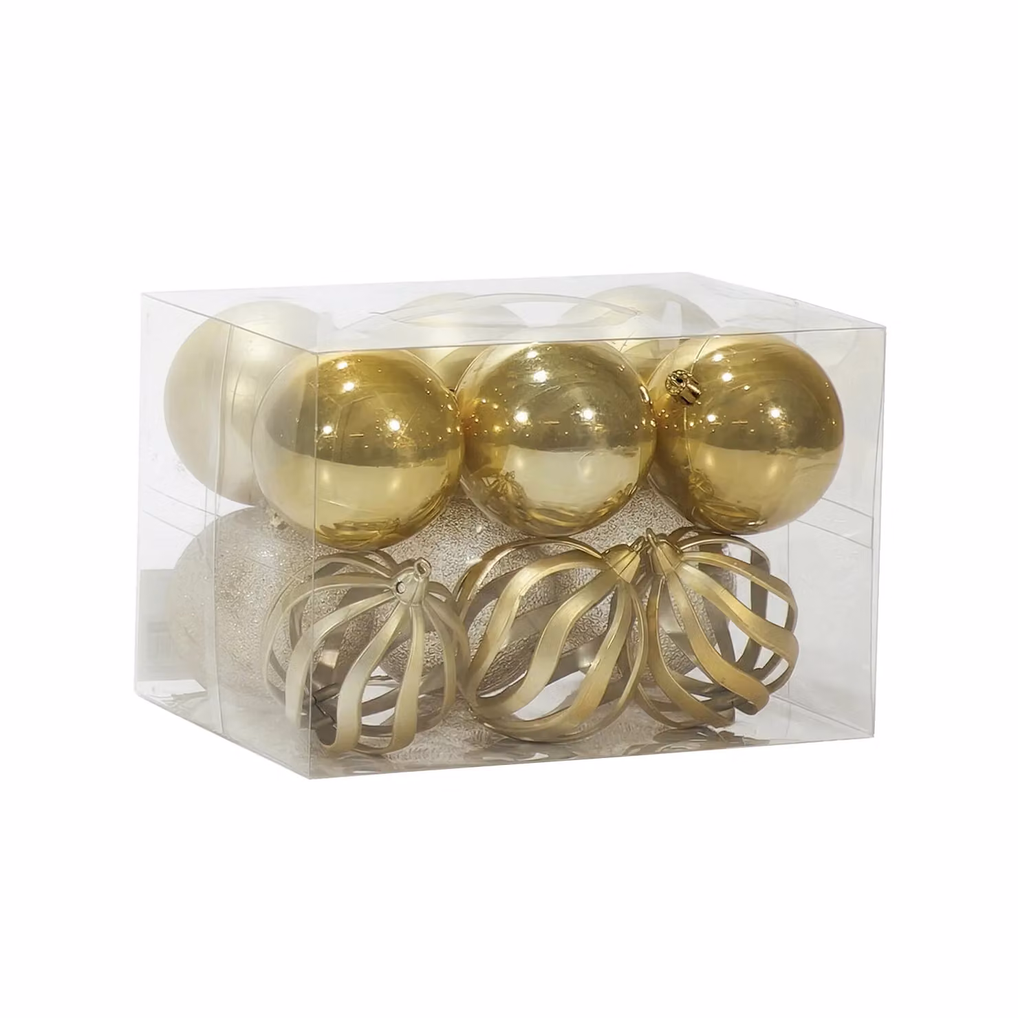 Set di 12 palline di Natale VESTIAMO CASA oro, infrangibili, diametro: 8 cm