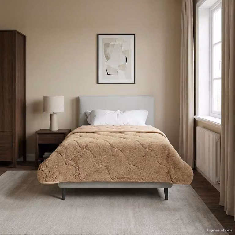 Piumino Letto Estivo vidaXL in Microfibra Traspirante e Reversibile, Tortora, L 155 x P 220 cm