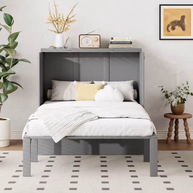 letto a scomparsa legno grigio 90 x 200 cm
