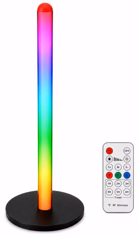 Lampade da terra LED RGB, alte 50 cm, con telecomando, colore nero, alimentazione USB, 7 colori