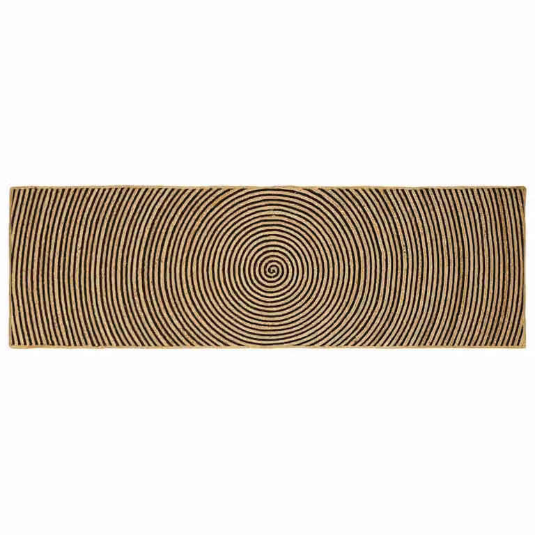 Tappeto da area moderno in juta vidaXL, rettangolare, lavabile, colore nero e beige, L: 250 cm, P: 80 cm