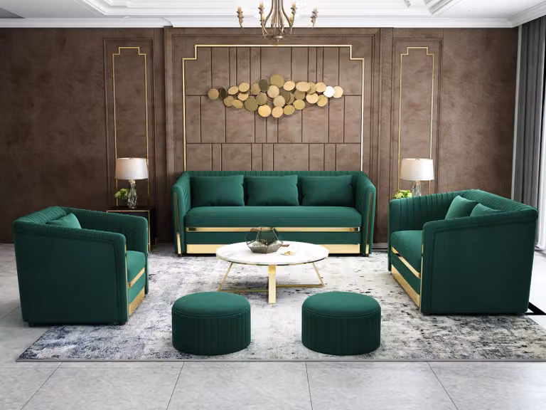 Sofa Stoff Couch Polster Sitz 3+1 Sitzer Garnitur Design Couchen Sofas Metall