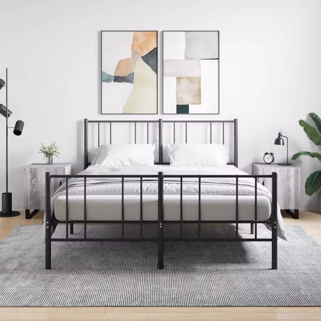 Set di 2 comodini sospesi vidaXL in legno e metallo, colore grigio, L 40 cm x P 40 cm x H 50 cm