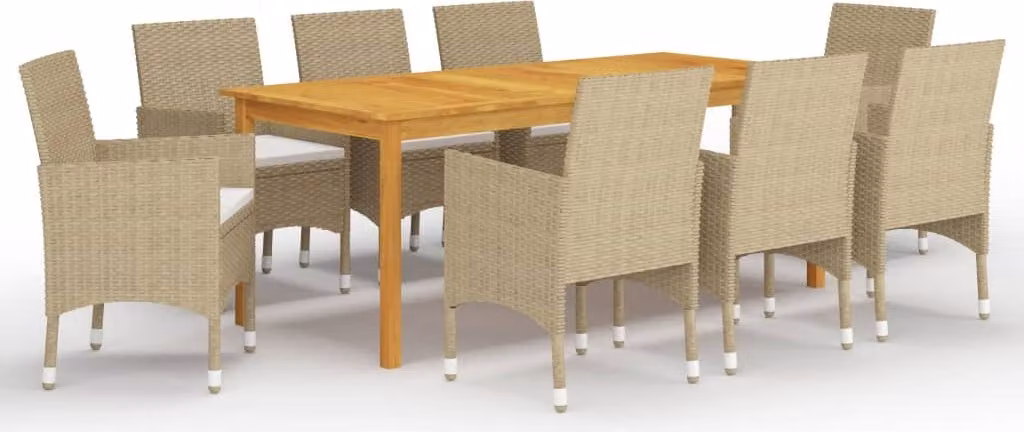 Maison Exclusive - Set da pranzo da giardino da 9 pezzi, beige