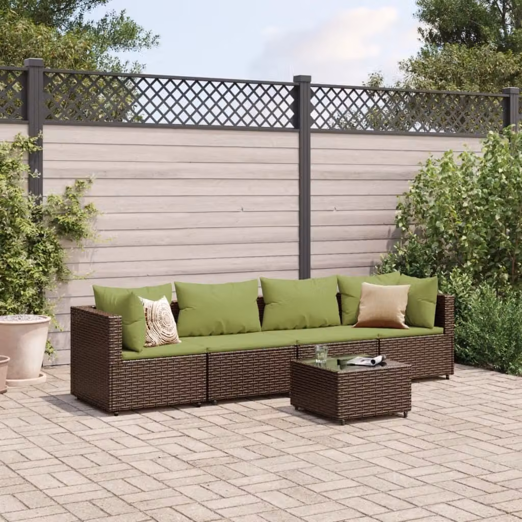 Maison Exclusive - Set da giardino 5 pezzi con cuscini Marrone Polyrattan