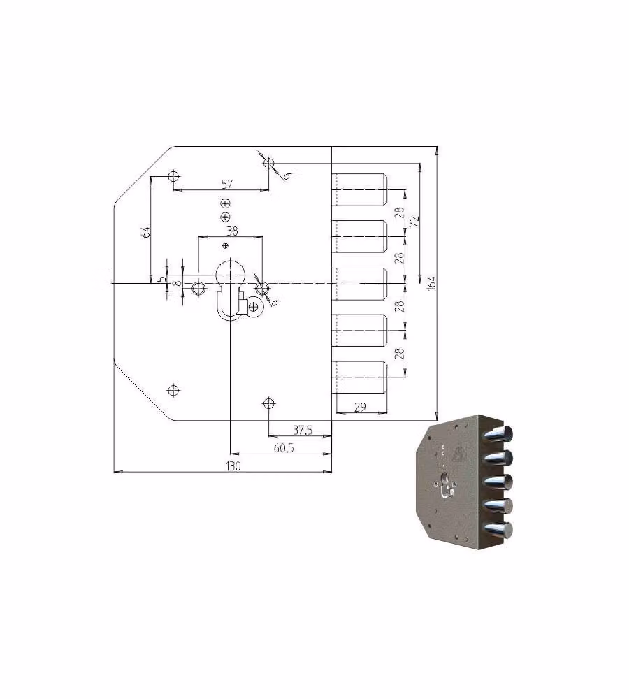 Serratura Sicura Semplice Dx Cilindro  2000Pe Cr
