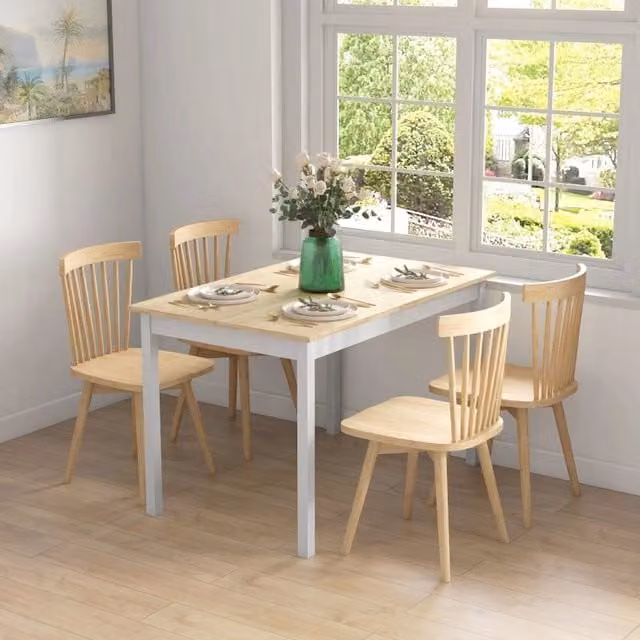 Tavolo da pranzo per 4 persone in legno di pino naturale stile rustico piano 120 × 75 × 75 cm