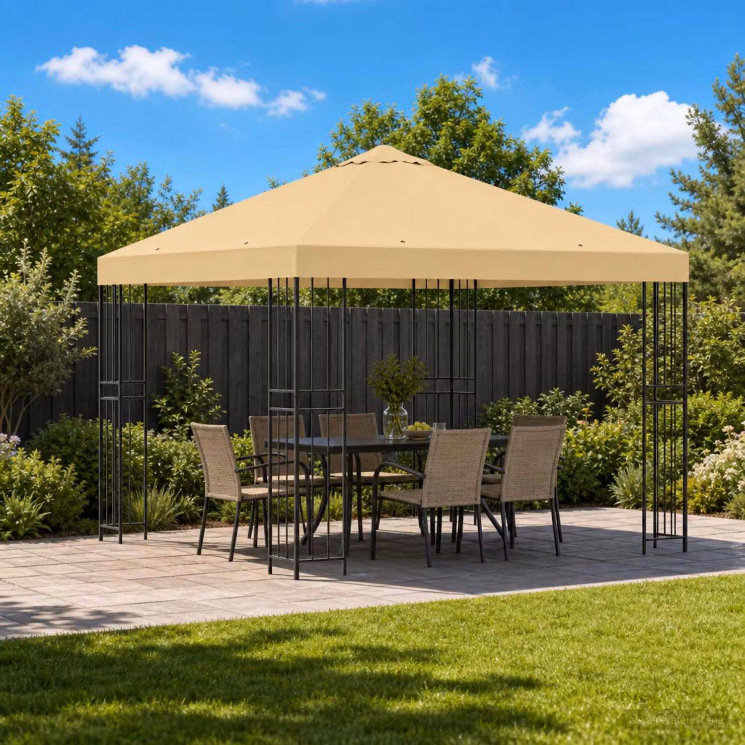 Gazebo vidaXL in acciaio e poliestere beige 3 x 3 m