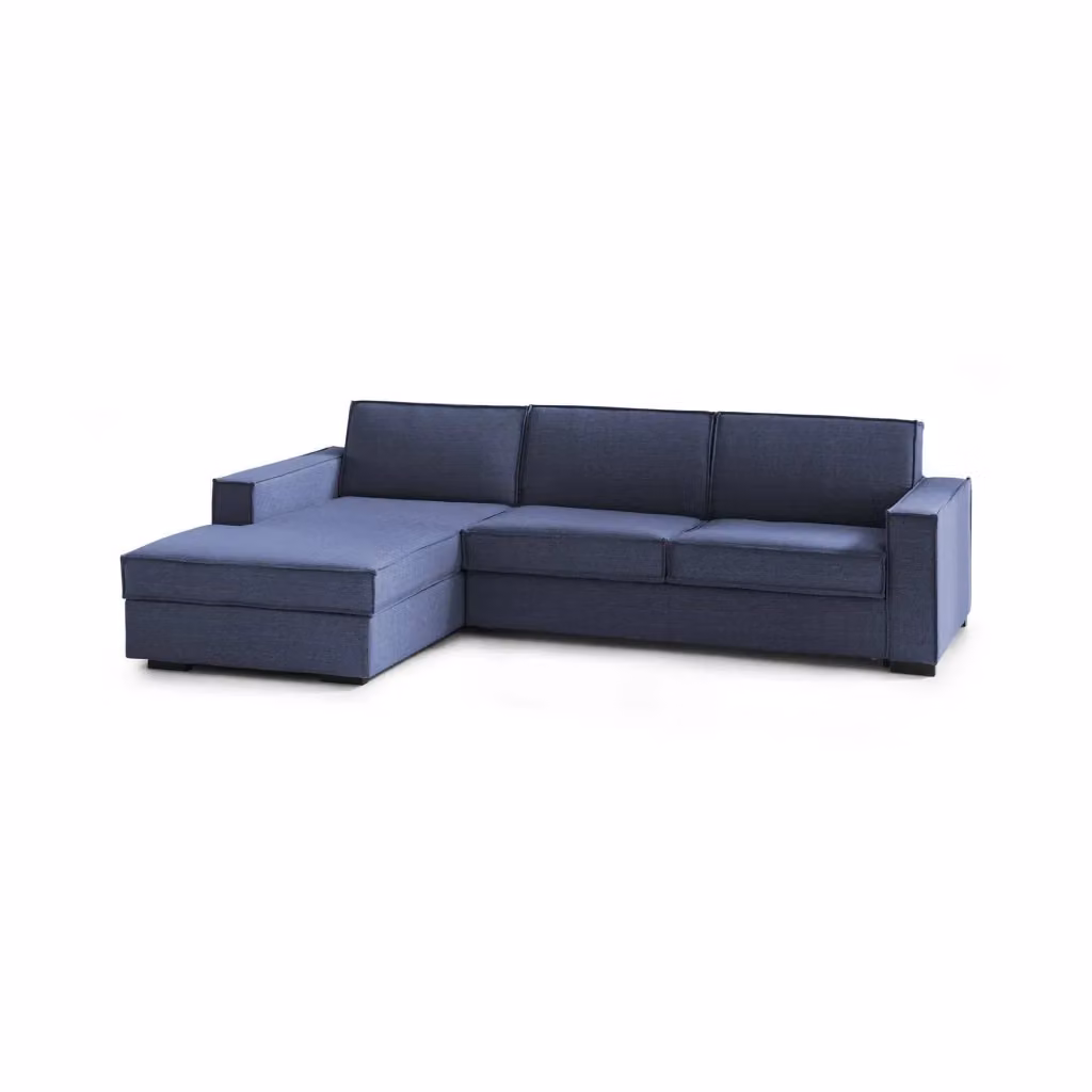 Divano ad angolo Anila TALAMO ITALIA con penisola contenitore sinistra, Blu, L: 280 cm, H: 90 cm, P: 95 cm – 2