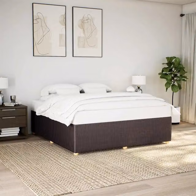 Giroletto vidaXL in tessuto marrone scuro con struttura in legno e doghe, L 180 x P 200 cm