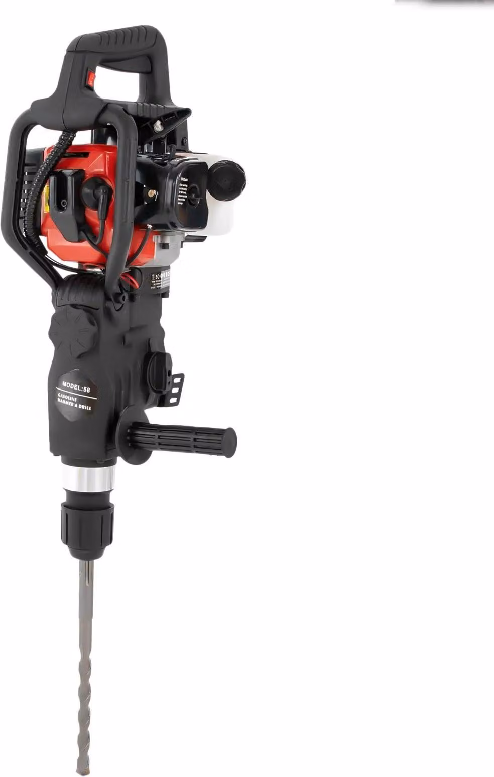 Martello demolitore - benzina 33 cm³ 2 tempi - potenza 1000 W - energia d'impatto 30 J - frequenza d'impatto 2300-4000/min - avviamento a cavo - nero