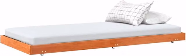 Letto singolo in pino massello marrone cerato con doghe fisse L/P/H: 200 x 90 x 13 cm
