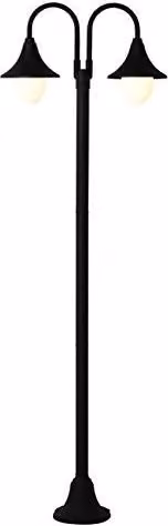 Lampione a 2 bracci Serie Parigi da giardino in alluminio nero, Altezza: 220 cm, 100W