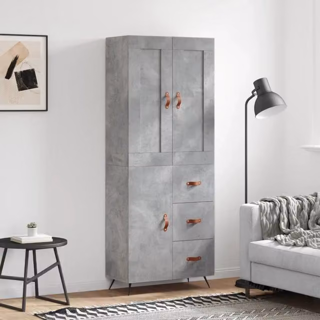 Credenza Buffet Armadio da Cucina Design Mania Grigio Opaco L: 69,5 cm, P: 34 cm, H: 180 cm