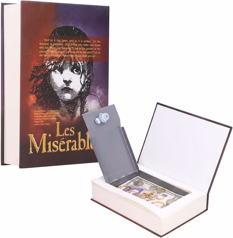 Cassaforte con 2 chiavi, dimensioni 22 x 15 x 4,5 cm, ideale per librerie