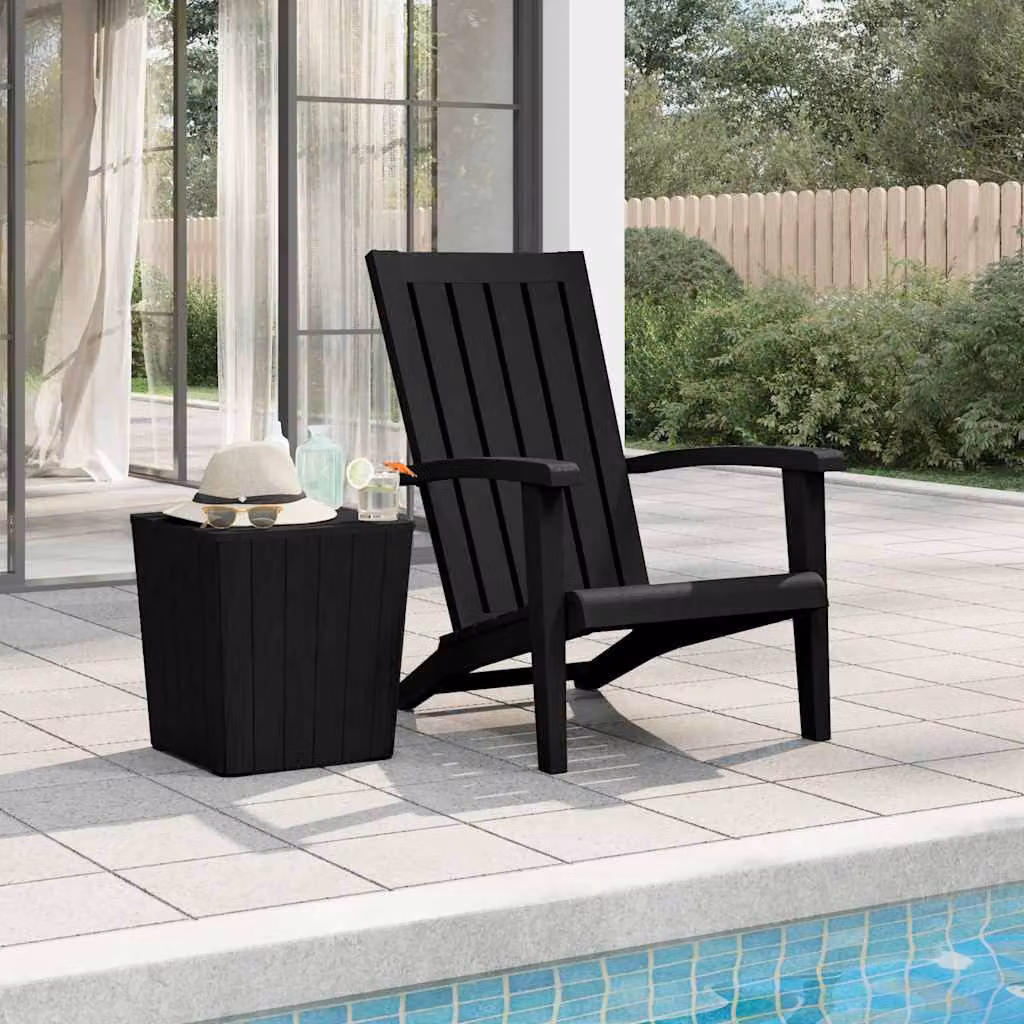 Sedia Adirondack da giardino vidaXL in polipropilene nero opaco