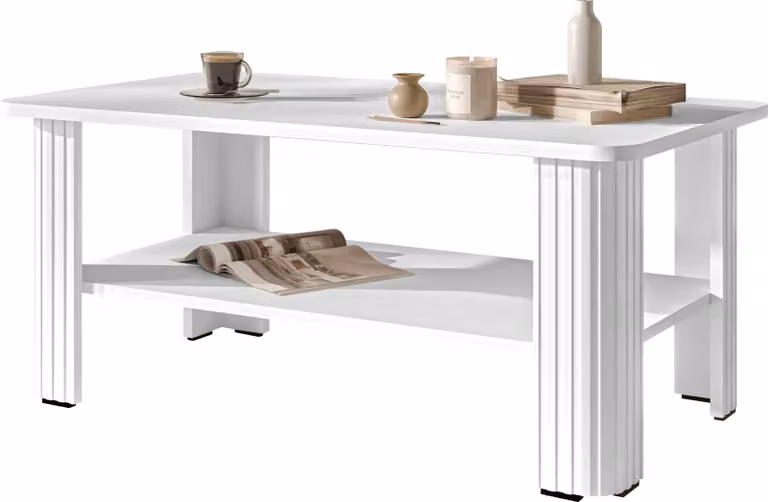 MIRJAN24 Tavolino da salotto con ripiano, per soggiorno (colore: bianco)