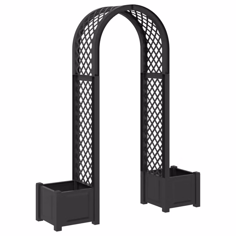 Arco di Rose con Vaso vidaXL, Colore Antracite, L: 168,5 cm, P: 43 cm, H: 207 cm
