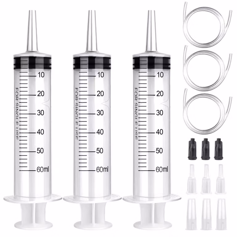 Set di 3 siringhe riutilizzabili da 60 ml con tubo