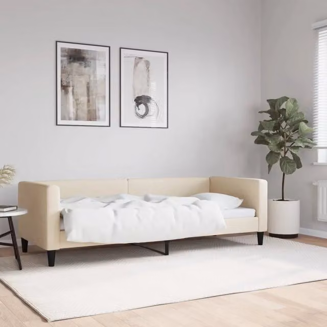 Letto da giorno beige con struttura imbottita vidaXL L 200 x L 90 x H 68 cm
