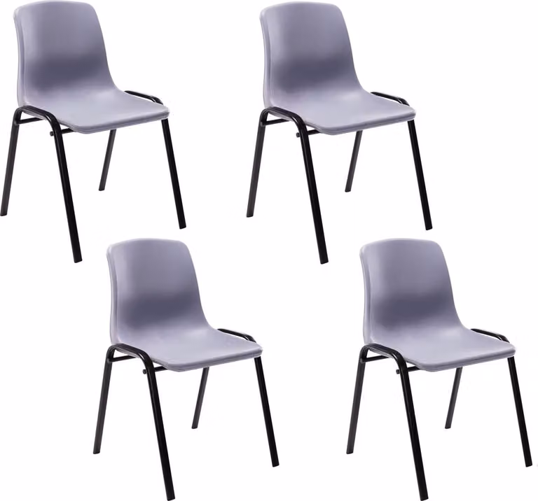 Set di 4 sedie impilabili Nowra, in plastica, impilabili, dal design moderno, colore blu