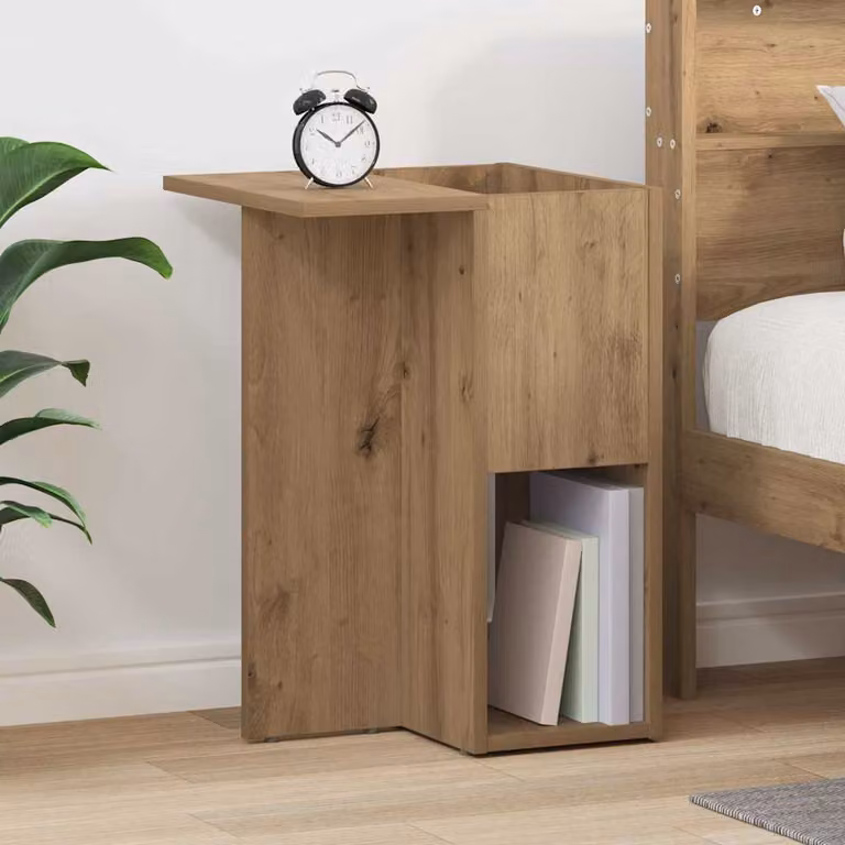 Tavolino moderno vidaXL in legno color rovere, rettangolare, L 35 cm x P 40 cm x H 55 cm
