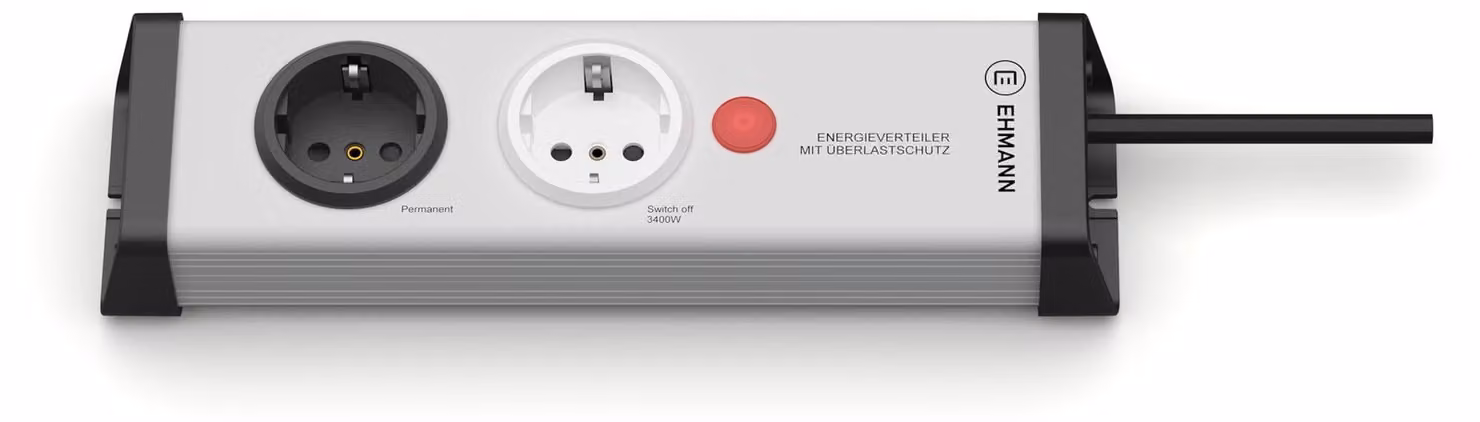 EHMANN Presa di corrente con interruttore a 2 poli grigio, contatto di terra nero Ehmann 0218x00022301