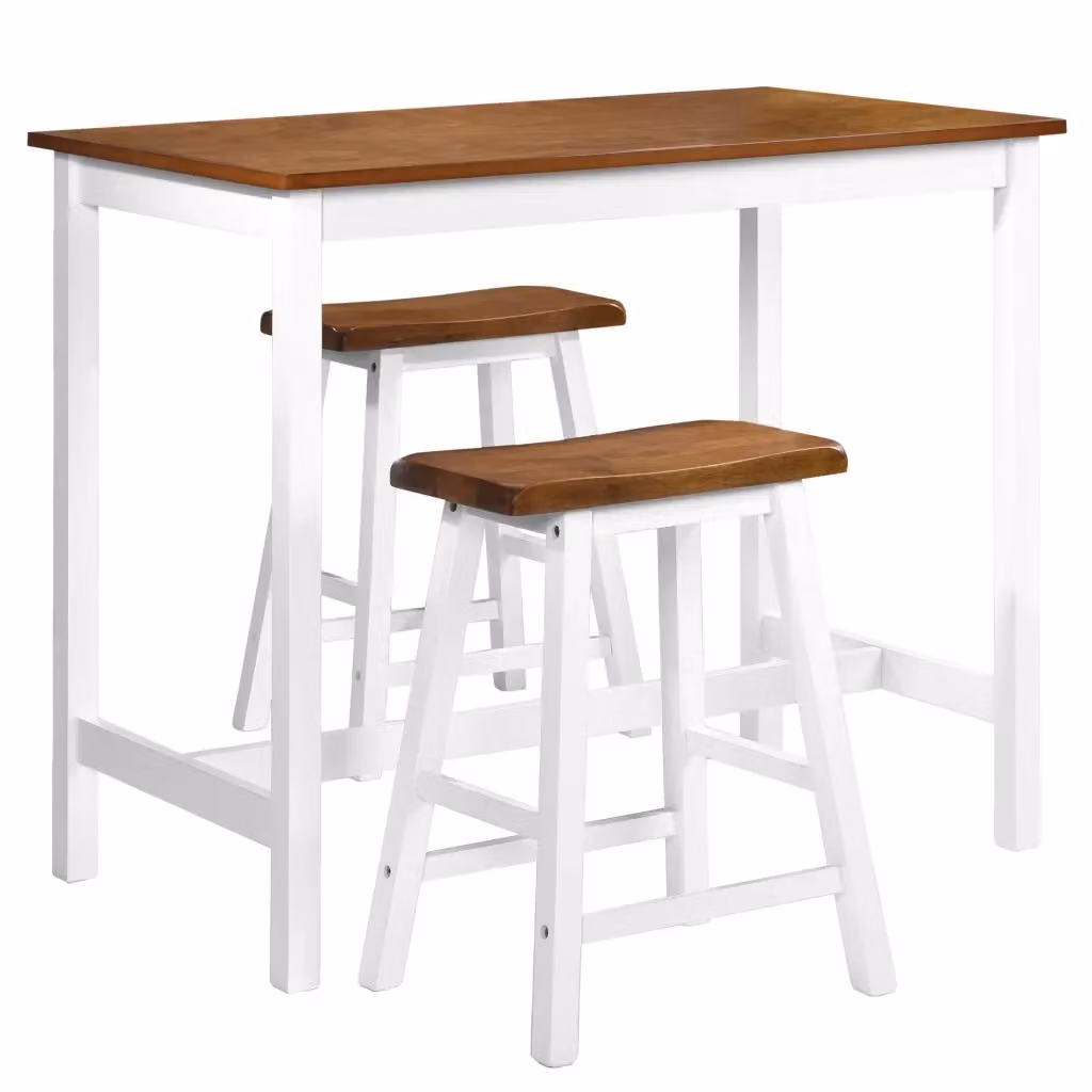 Set Tavolo da Bar e 3 Sgabelli vidaXL in Legno e MDF, Design Moderno, Bianco e Marrone – 2