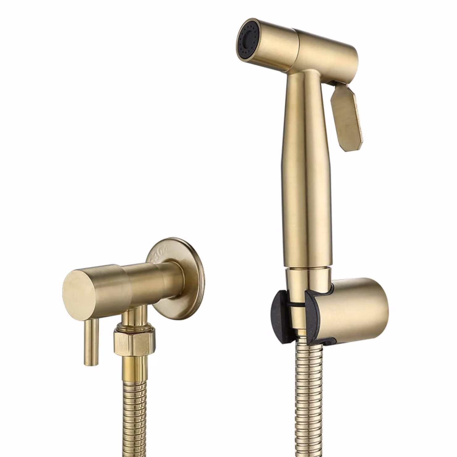 set di pistole a spruzzo per WC in acciaio inox 304, doccetta a pressione, risparmio idrico, incluso adesivo, installazione senza foratura, oro
